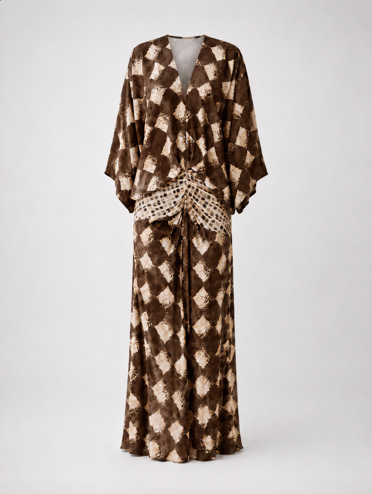 Vestido largo de mosaico con mangas kimono de Sira Montero