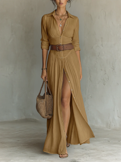 The Flavienne Pleated Shirt Dress