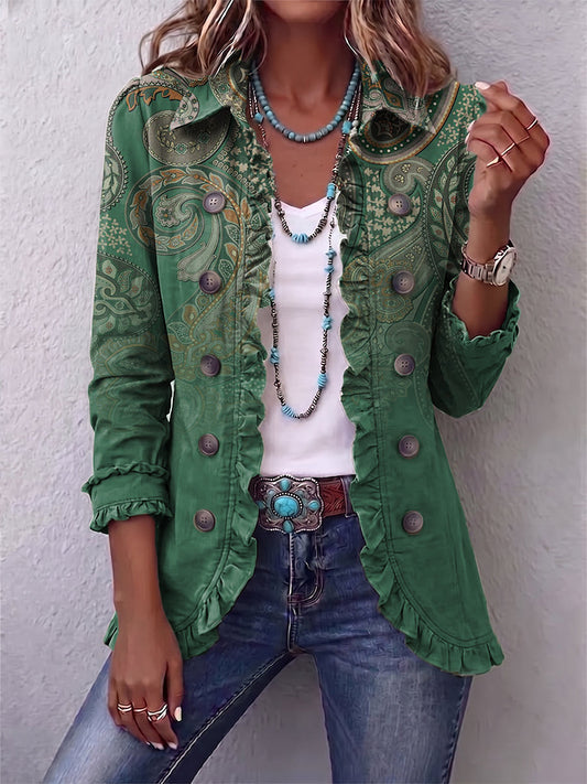 Chaqueta Paisley Verde con Volantes de Sira Montero
