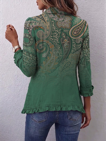 Chaqueta Paisley Verde con Volantes de Sira Montero