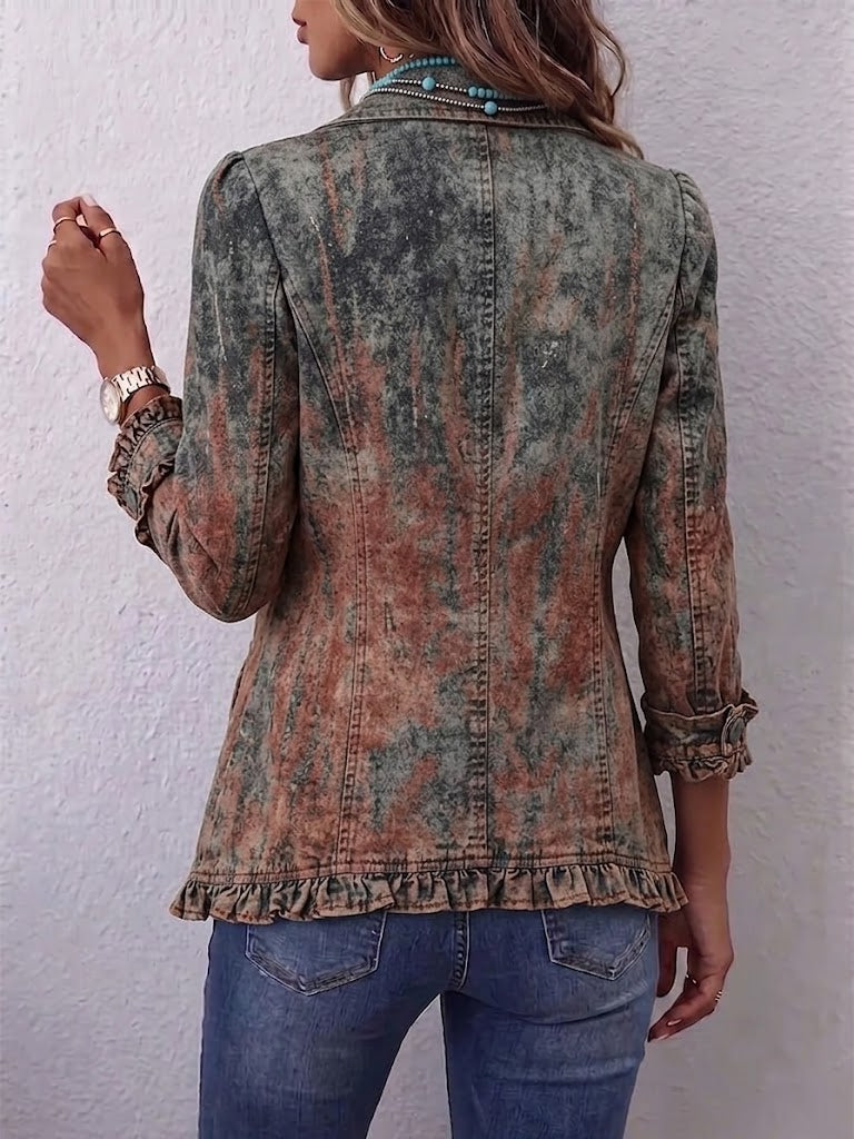 Chaqueta Texturizada Degradada con Volantes de Sira Montero