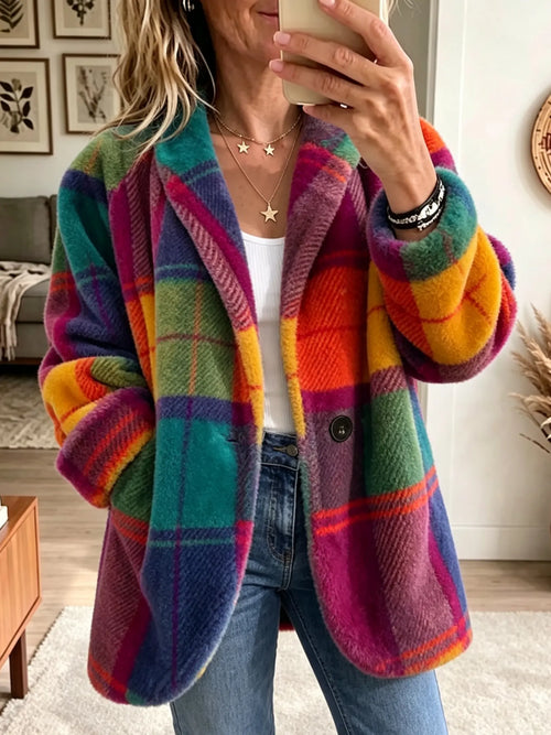 Chaqueta de Cuadros Grandes Multicolor de Sira Montero