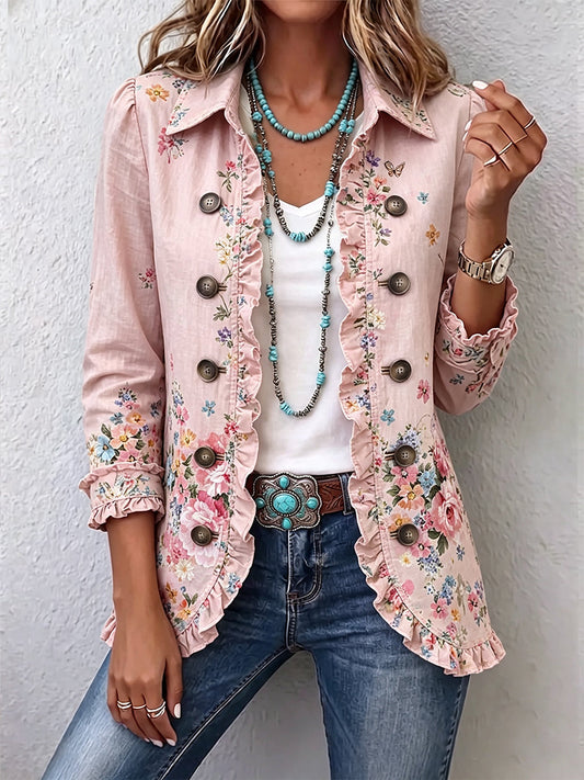 Chaqueta Floral con Volantes y Botones de Sira Montero