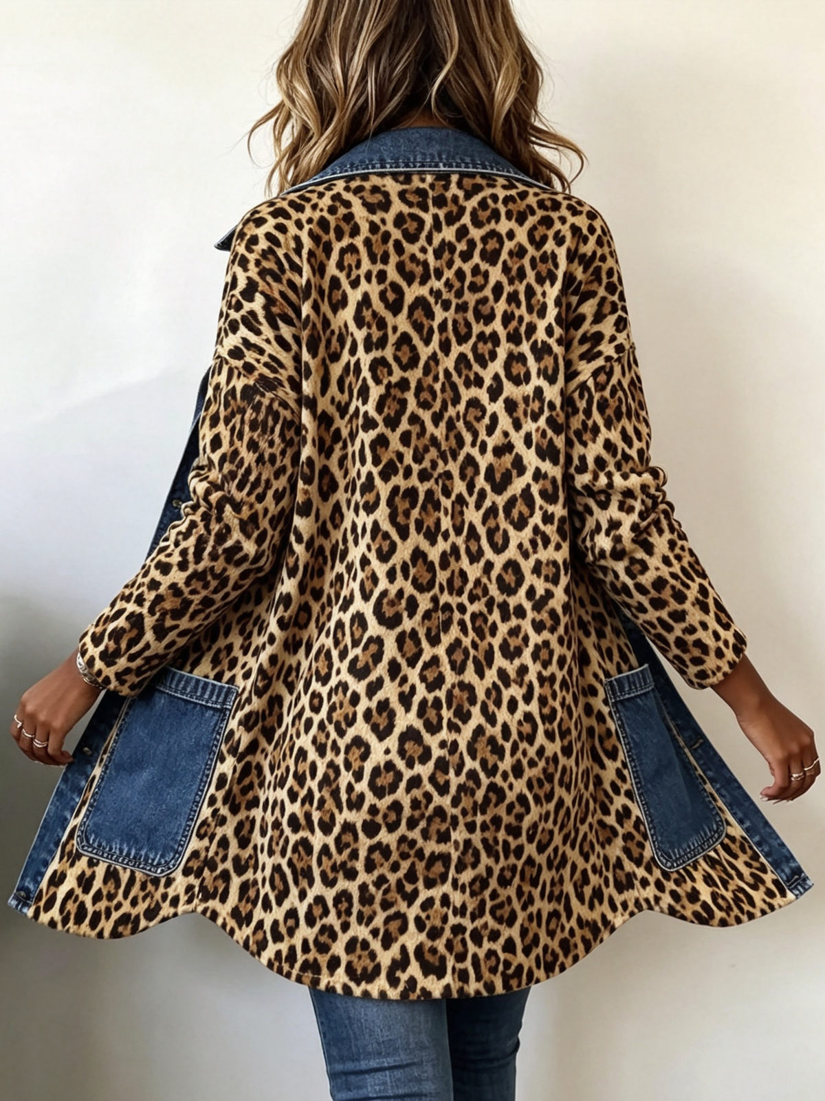 Chaqueta Larga de Leopardo con Detalles Vaqueros de Sira Montero