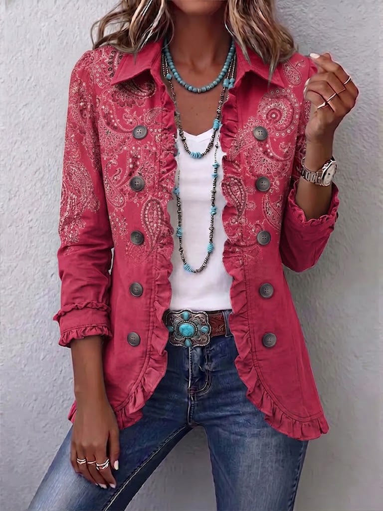 Chaqueta Paisley Rosa con Volantes de Sira Montero