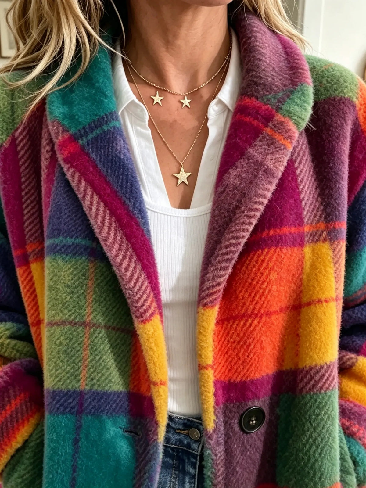 Chaqueta de Cuadros Grandes Multicolor de Sira Montero