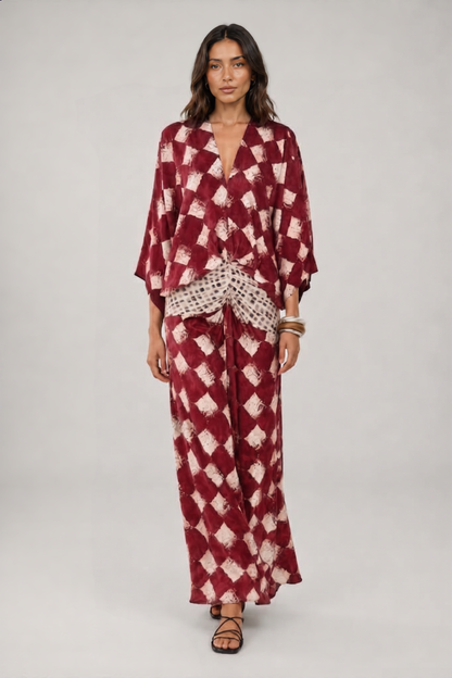 Vestido largo de mosaico con mangas kimono de Sira Montero