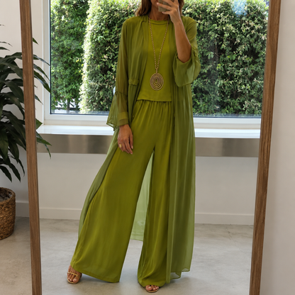 Vivienna™ | Flowing Wide-Leg Three-Piece Ensemble