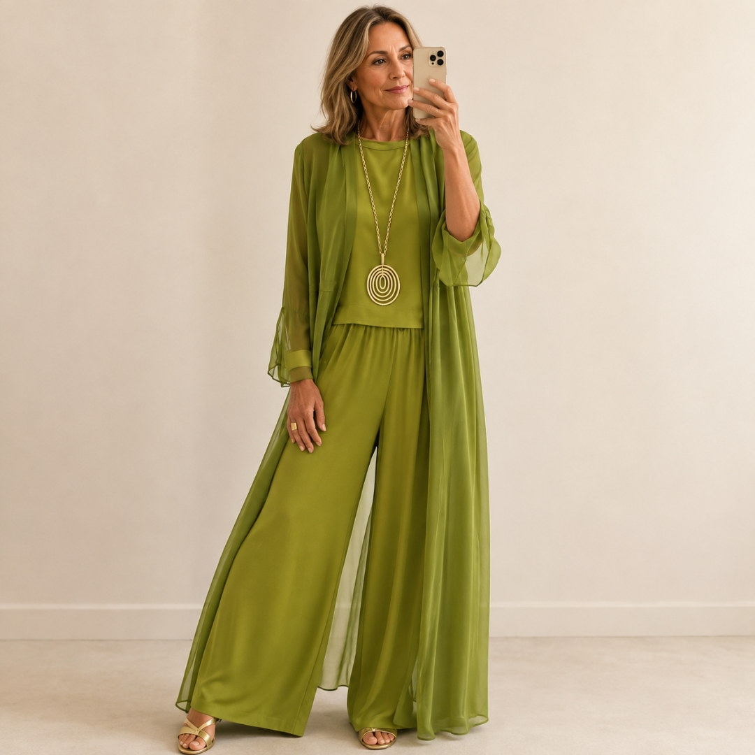 Vivienna™ | Flowing Wide-Leg Three-Piece Ensemble
