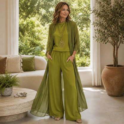 Vivienna™ | Flowing Wide-Leg Three-Piece Ensemble